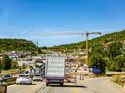 August,2022: Road expansion and New Bridge over the Autobahn A8 near Pforzheim, Germany. construction site road works on highway. Enztal crossing, largest infrastructure project in southwest Germany