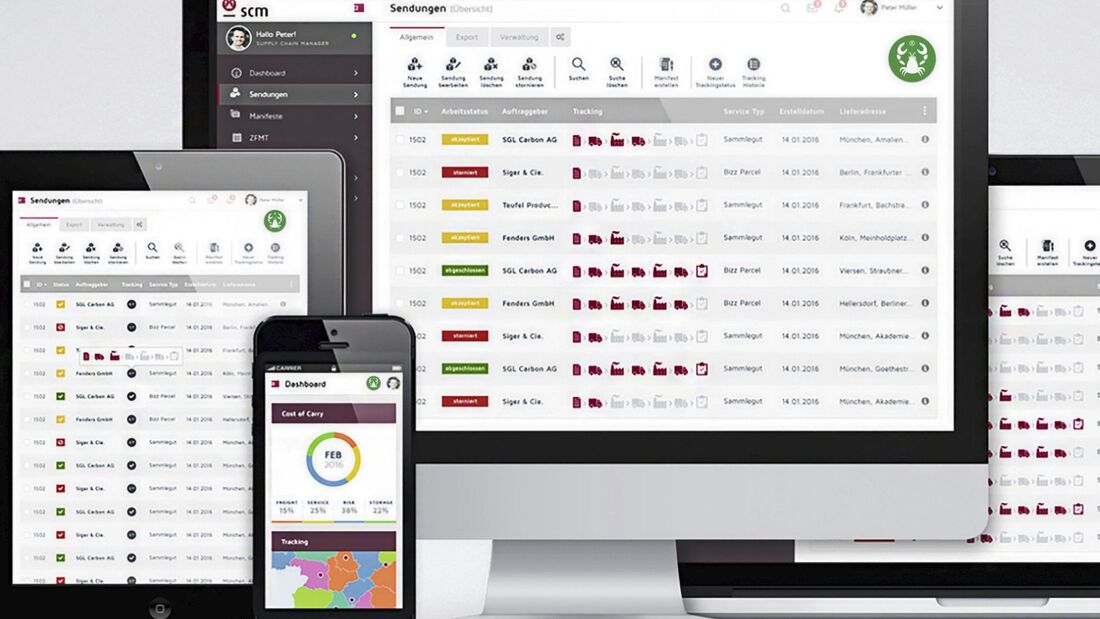 Benutzeroberfläche von Lobster SCM