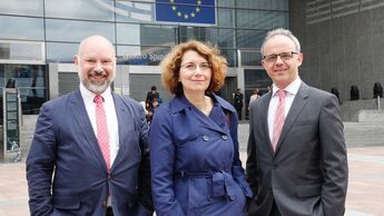 Brüssel, BGL, FNTR, NLA, Soren Larsen (NLA), Isabelle Maitre (FNTR), Dirk Saile (BGL) 