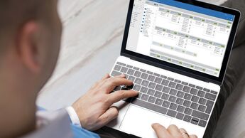Businessman using laptop