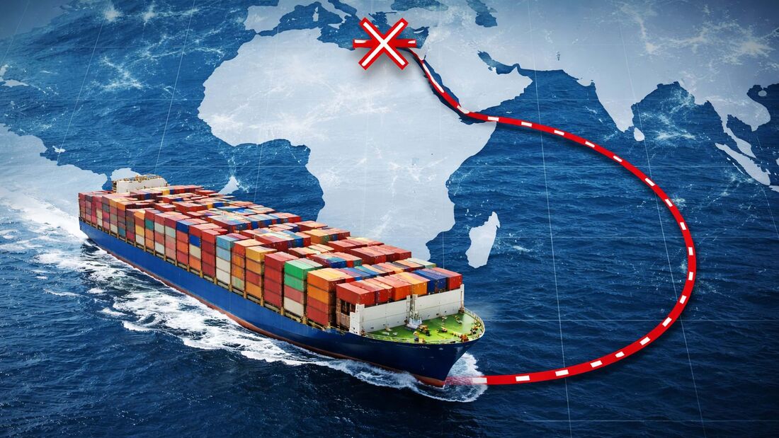 Containerschiff auf Umwegroute wegen Nahostkonflikt