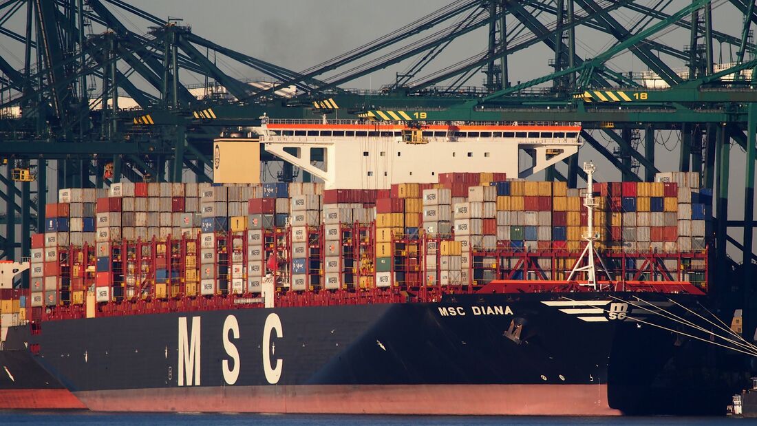 Containerschiff, schiff, msc, Diana, hafen, antwerpen