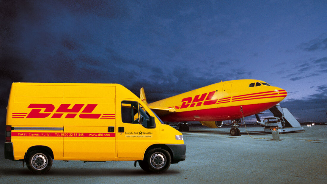 DHL transport aircraft and delivery vehicle