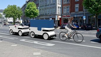 Der Ducktrain von DroidDrive soll die Logistik auf der letzten Meile in der Innenstadt revolutionieren.