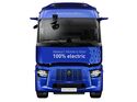 Der E-Tech T von Renault Trucks in blau auf weißem Hintergrund.