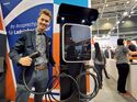 Die Ladesäule eMH3 von ABL beim Elektro-Großhändlder Sonepar auf der IAA Transportation 2022