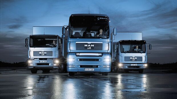 Die MAN Trucknology Generation® ist komplett! Links MAN TGM - mitte MAN TGA - rechts MAN TGL <p><p>The MAN Trucknology Generation® is complete! Left: MAN TGM - centre: MAN TGA - right: MAN TGL.