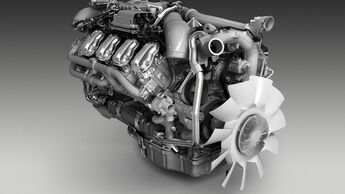 Die V8-Motoren für Euro 6 arbeiten mit wassergekühlter Abgasrückführung.