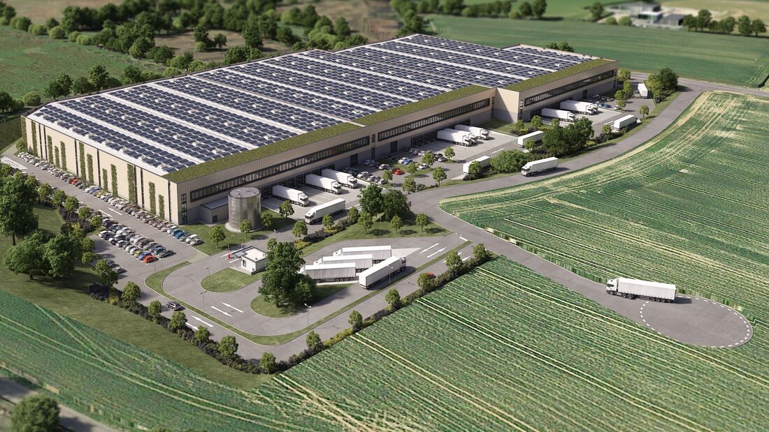 Die Visualisierung zeigt die rund 33.000 große Kühllogistikimmobilie bei Fertigstellung in 2026.