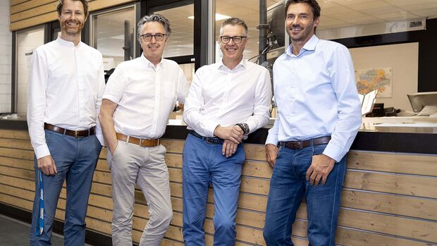 Die Zufall-Chefetage: (v.l.n.r.): Peter Müller-Kronberg (CEO und Inhaber), Christoph Göbel (CRO), Jürgen Wolpert, Thomas Köhler (CFO).