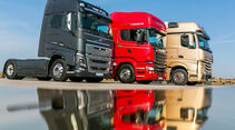 Die stärksten Serien-Lkw, Vergleichstest, Mercedes, Scania, Volvo