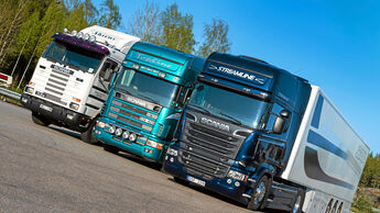 Drei Generationen Scania-Lkw, Streamline, Topline, Ahrens