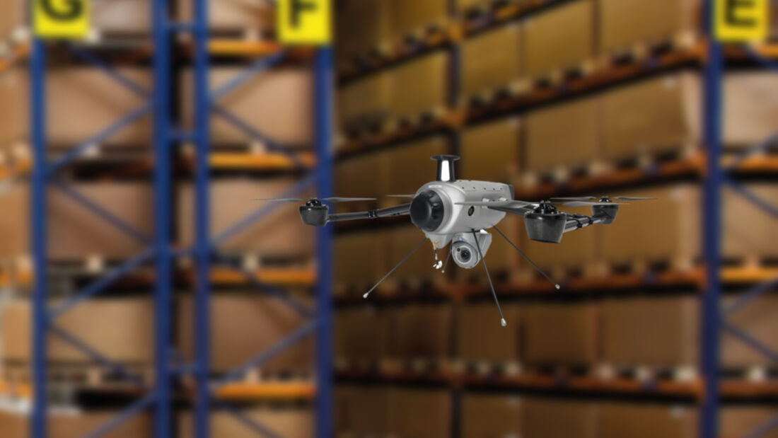 Drohne von Delta Drone beim Logistikdienstleister Geodis.