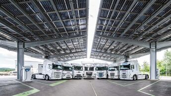 E-Lkw verschiedener Truck-Hersteller bei Hugelshofer Logistik
