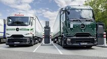 Elektrifizierte Werkslogistik in Wörth: 14 eActros 600 starten mit Sternfahrt auf Fernverkehrsrouten