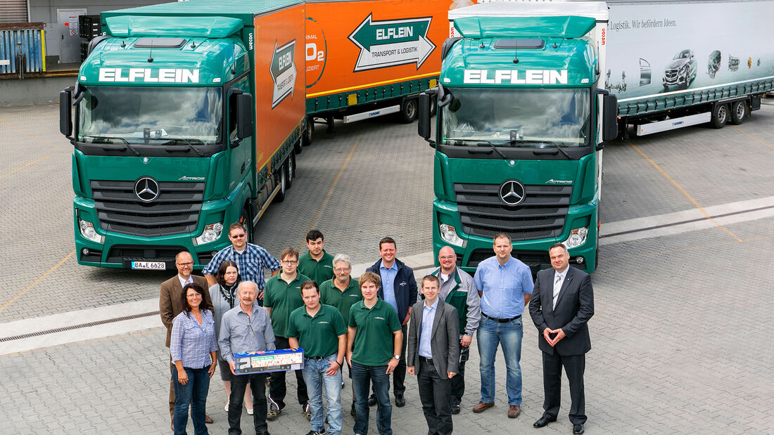 Elflein Spedition, Lang Lkw, Gruppenbild, Mercedes