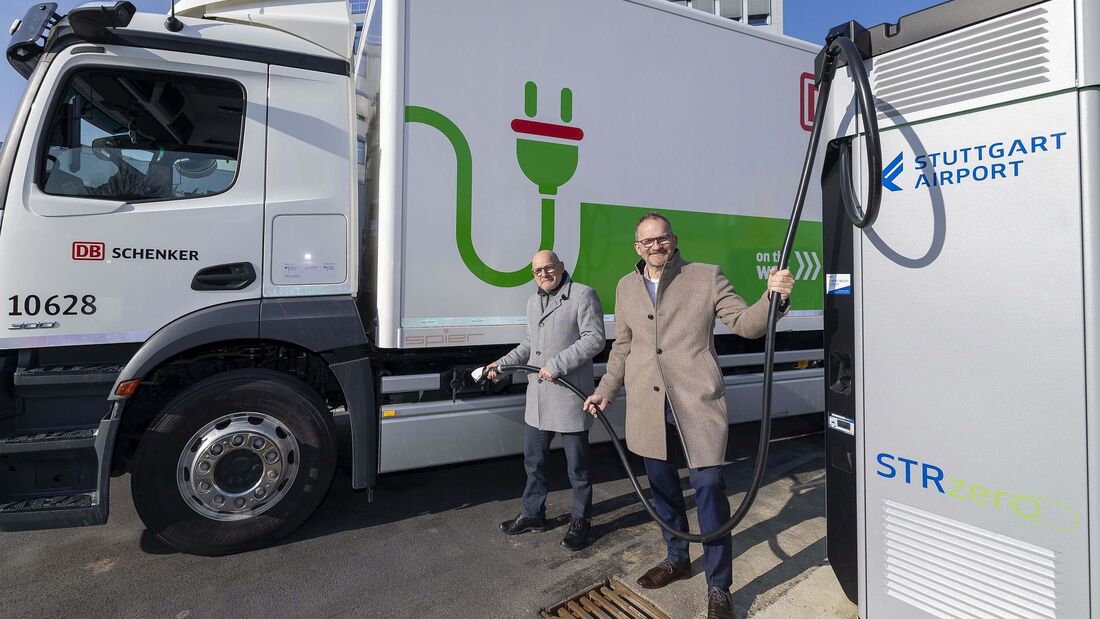 Erste Ladestationen für E-Lkw am Flughafen Stuttgart 