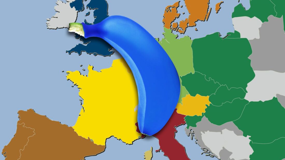 Europa-Karte, blaue Banane
