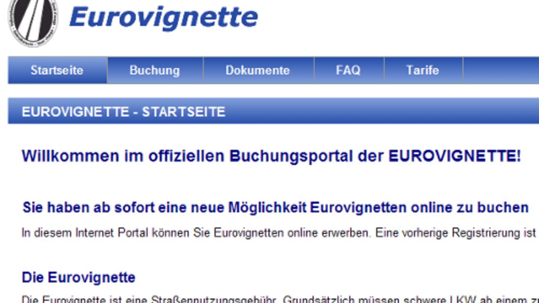 Eurovignette online buchen