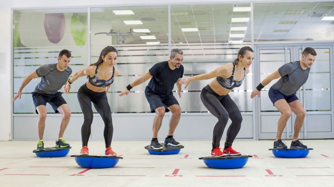 Exercising on bosu ball