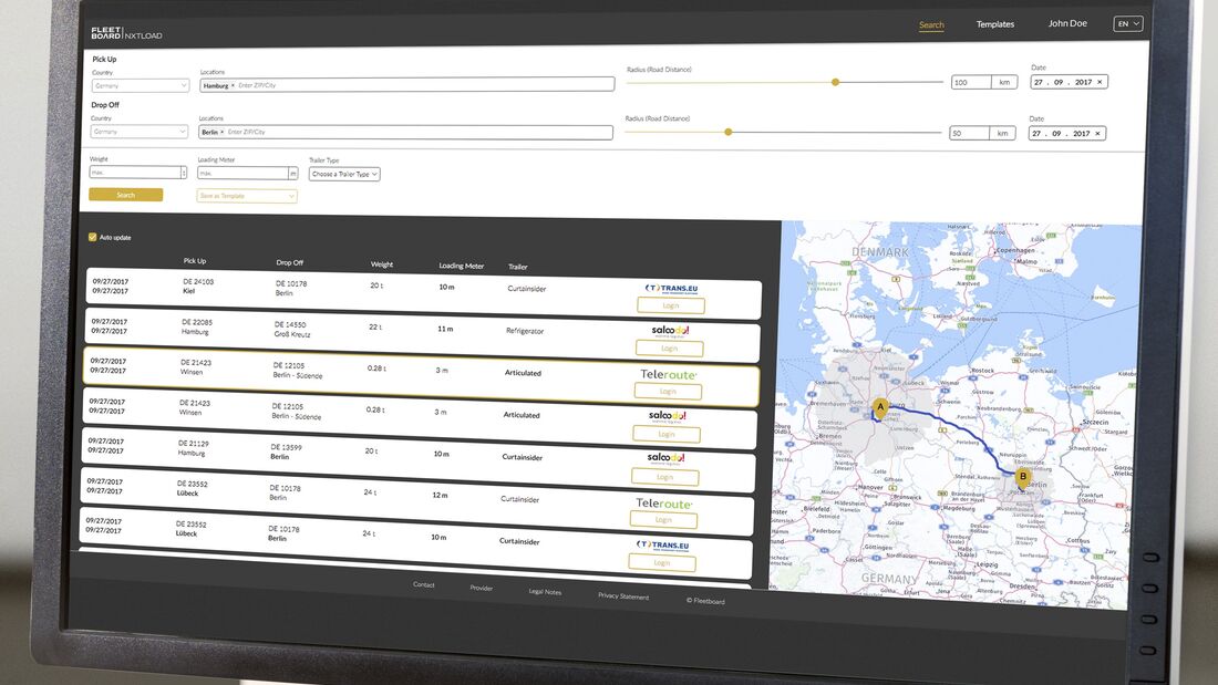 Fleetboard nxtload: Saloodo ist mit an Bord der Meta-Suchmaschine.
