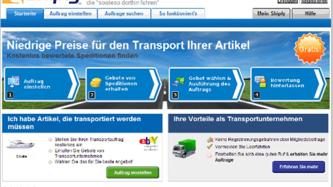 Frachten im Internet ersteigern