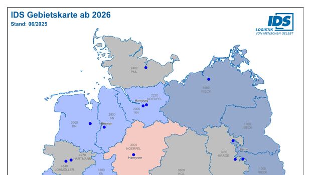 Gebietskarte der Stückgut-Kooperation IDS Logistik