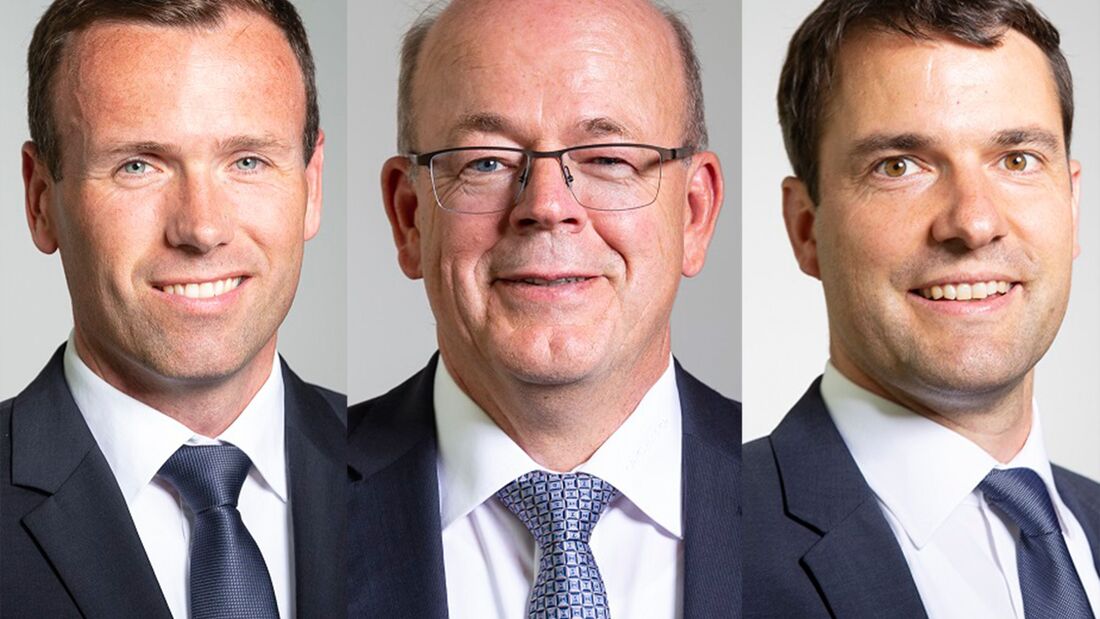 Gregor Schnell (links), Alexander Tesch (rechts), Roland Futterer (Mitte), Grieshaber Logistik
