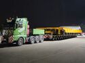 Größter Transport auf Landstraßen: Spedition Kübler befördert SCHEUERLE ShipyardTransporter von Pfedelbach nach Heilbronn. 