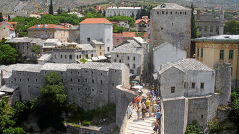 Hilfstransport nach Bosnien, geteilte Stadt, Mostar