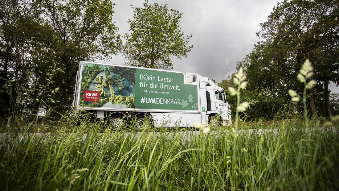 Hylane-Lkw von Hyundai im Einsatz für Rewe