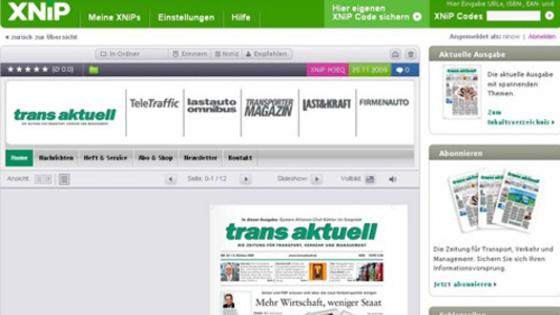 Ihr trans aktuell-Archiv im Internet