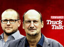 Jan Bergrath und Götz Bopp mit dem Truck-Talk-Schriftzug