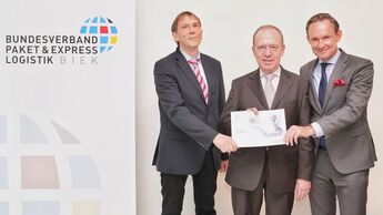 KEP-Studie: Dr. Klaus Esser, Dr. Florian Gerster, Bundesverband Paket und Expresslogistik (BIEK) und BIEK-Geschäftsführer Marten Bosselmann (von links).