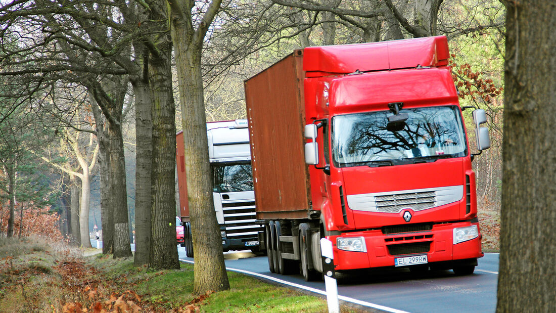 Kabotage, Polen, Renault, Premium Scania, Container, Wald Bundesstraße Brandenburg