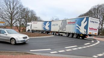 Kreisverkehr, Lang-Lkw, Hellmann