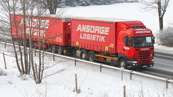 Lang Lkw, Ansorge, Schneegestöber, Allgäu