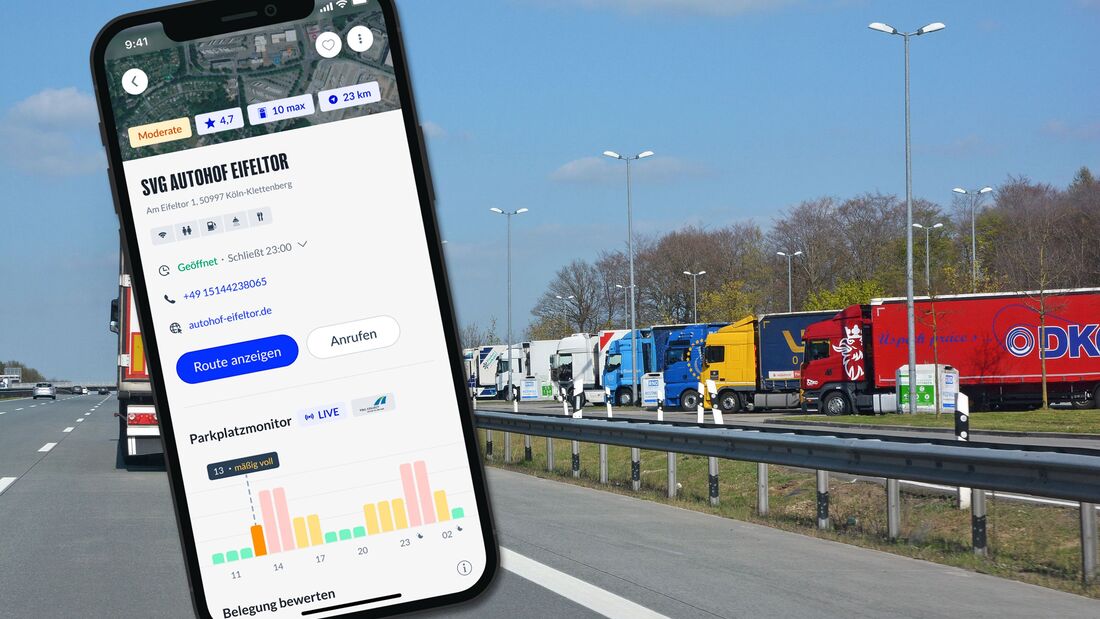 Lkw.App von Aparkado hilft bei der Suche nach freuen Lkw-Stellplätzen