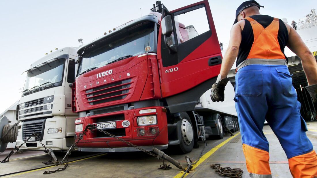 Lkw, Hof, Reparatur, Gebrauchte