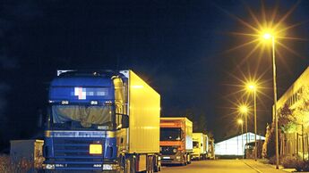 Lkw, Ruhezeit, Nacht, Parkplatz, Straße