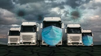 Lkw mit Mundschutz
