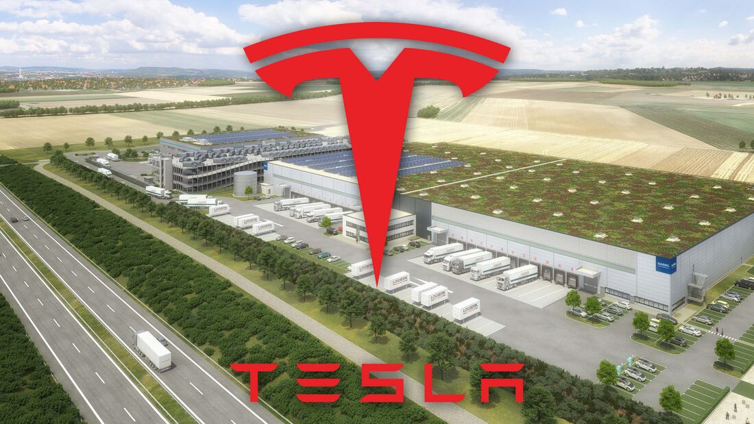 Logistikhalle von Tesla in Giengen