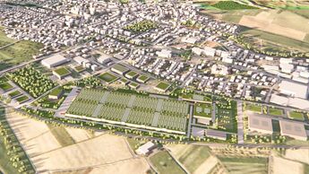 Luftaufnahme des künftigen Gewerbegebiets Rosenloh in Weilheim an der Teck (Kreis Esslingen). Hier soll vor allem die neue Brennstoffzellen-Fabrik von Cellcentric entstehen.