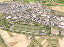 Luftaufnahme des künftigen Gewerbegebiets Rosenloh in Weilheim an der Teck (Kreis Esslingen). Hier soll vor allem die neue Brennstoffzellen-Fabrik von Cellcentric entstehen.