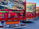 Mehrere rote Trailer vom Logistiker Waldbach stehe in einer Reihe nebeneinander. Man sieht die Trailer von hinten.