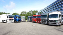 Mercedes-Benz Actros 1, Actros 2, Actros 3, Actros 4, Actros 5, eActros 600, 30 Jahre Actros, Fahr-Event zum Jubiläum, Pressetermin, Customer Experience Center, Daimler Truck Werk Wörth