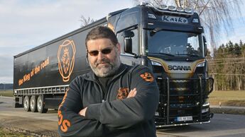 Michael Finkbeiner, zusammen mit seinem Bruder Marco, Inhaber von Kaiko-Transport aus St.Märgen, heute 6 Lkw, sehr bekannt in der Truckszene, einer der ersten S 580 V 8 in Baden-Württemberg.