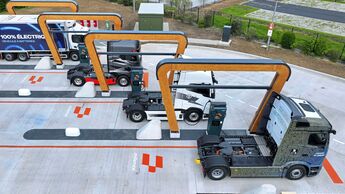 Milence, E-Lkw laden, Ladepark