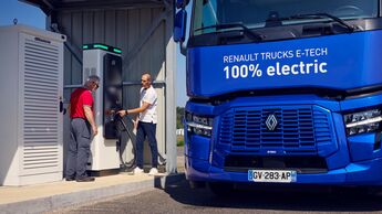 Mit der neuen Onlinekarte von Renault Trucks wissen Lkw-Fahrer sofort, wo sich die nächste Ladestation befindet.