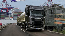 Montage, collage, scania, v8, transib, transibirische Eisenbahn, fed, ex, schiff, flugzeug